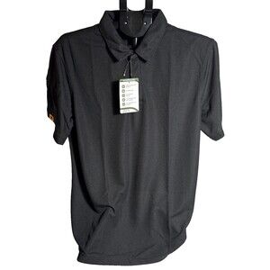 Zity Polo Men's Shirt Size Medium Black 2 Button Moisture Wicking Stretching New